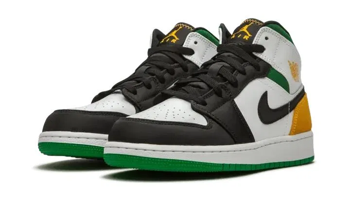 Детские кроссовки с принтом Air Jordan 1 Mid SE Jordan, Weiß Laser Orange Lucky Green — фото 2