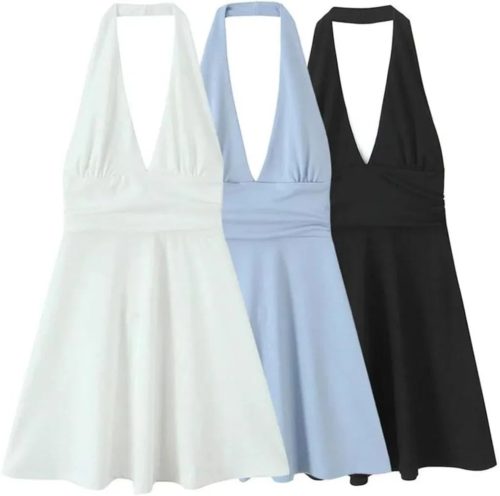 Женское сексуальное мини-платье с открытой спиной, White/Black — фото 3
