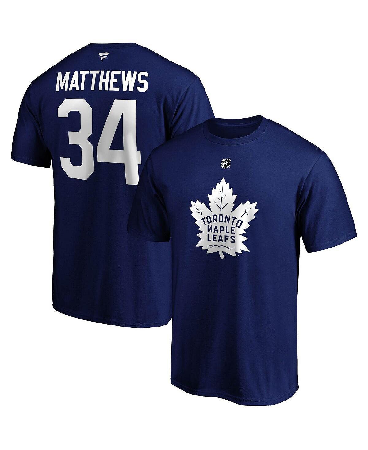 

Мужская фирменная футболка auston matthews blue toronto maple leafs big and tall с именем и номером Fanatics, синий