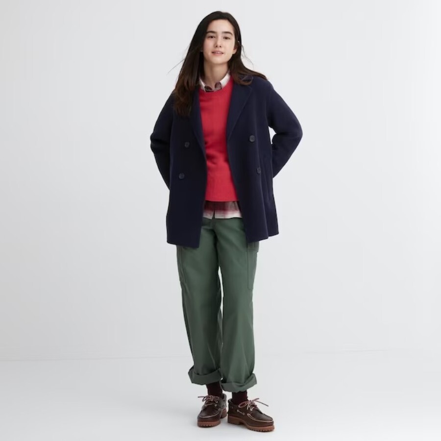 Пальто Uniqlo Wool Blend, 69 темно-синий — фото 3