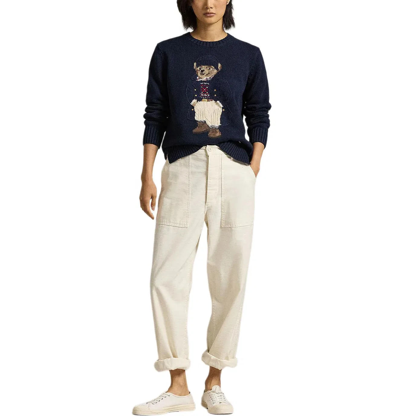 Женский свитер свободного кроя с принтом Polo Bear Polo Ralph Lauren, Hunter Marine Blue Multicolor — фото 4