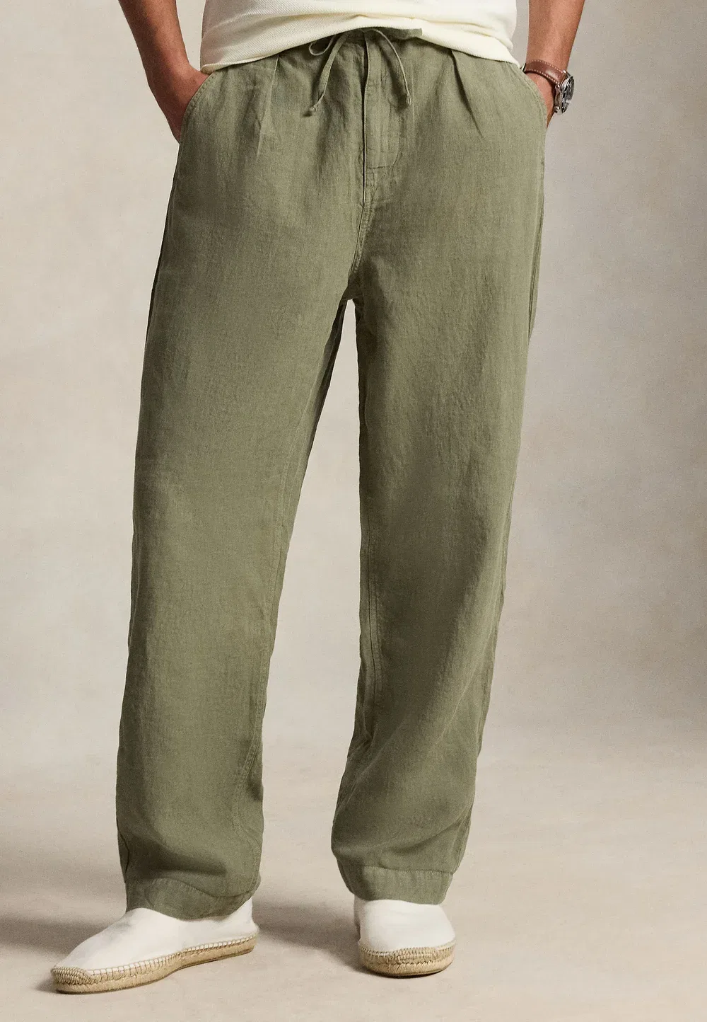 Брюки Lateef свободного кроя из плиссированного льна Polo Ralph Lauren, Sage Green
