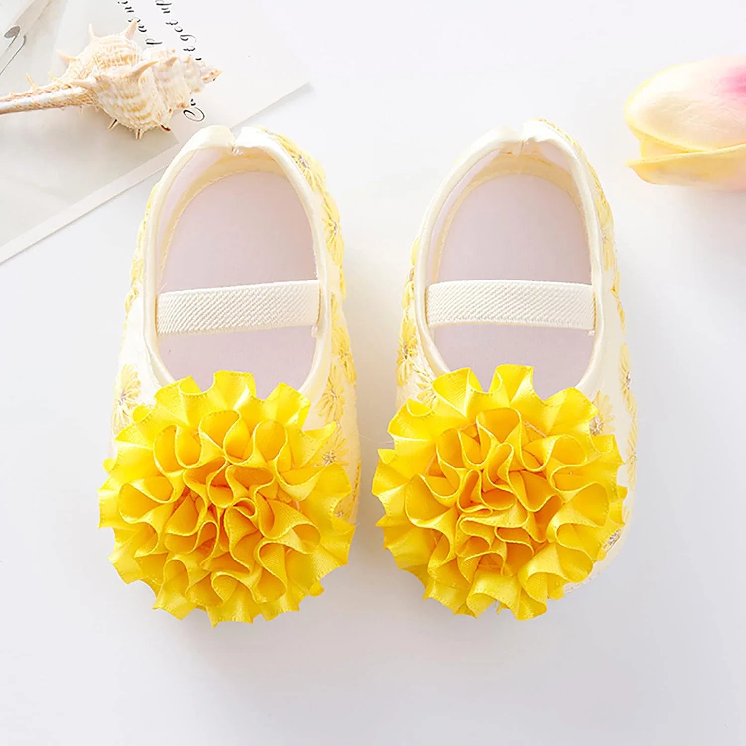 Детские туфли для девочек с принтом Princess, Yellow — фото 3