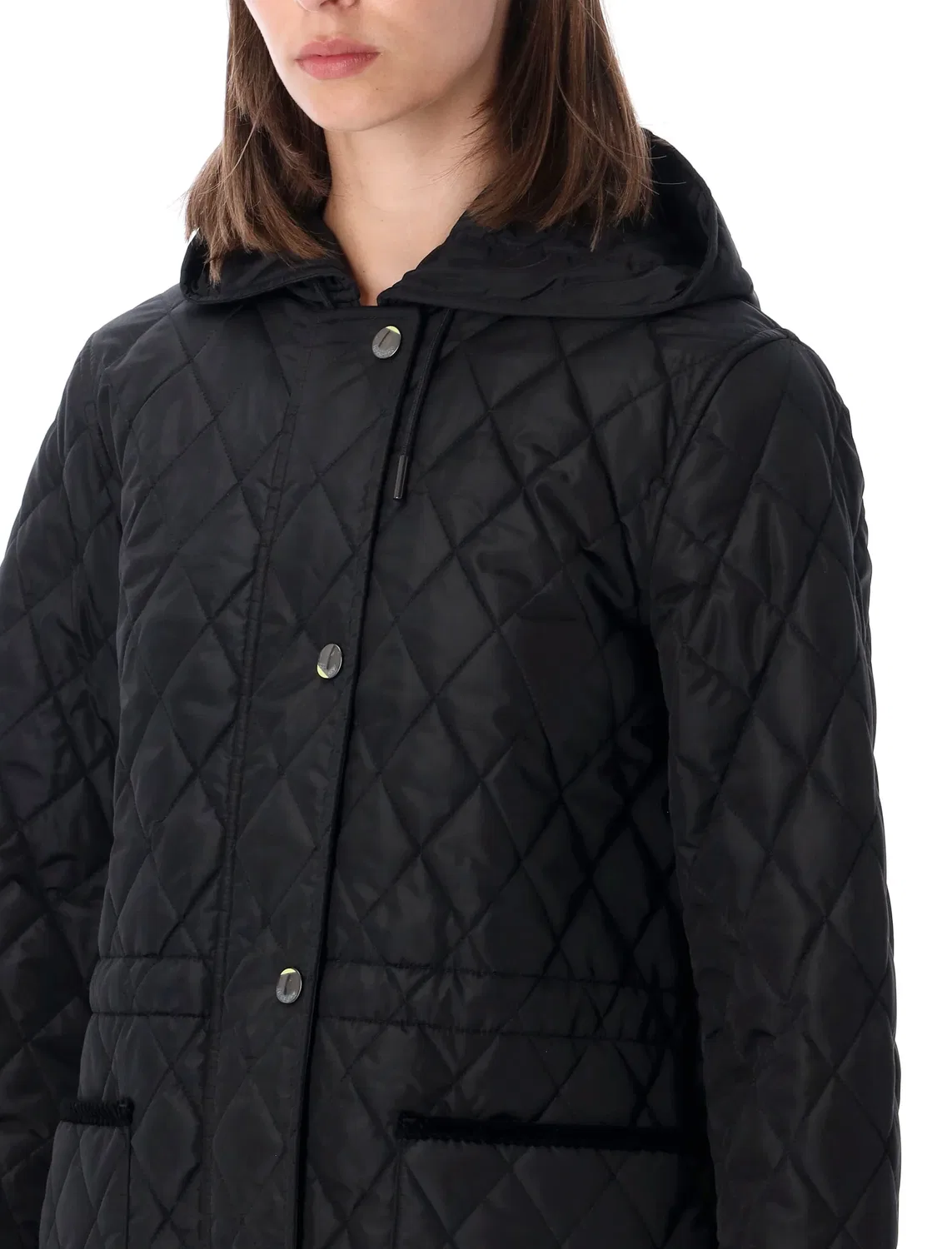 Женская стеганая куртка-парка с капюшоном Quilted Nylon Parka Burberry, черный — фото 3