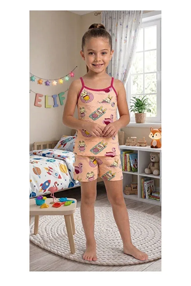 Детский комплект для девочек с принтом Boxer Set Elmas Kids, Lilac