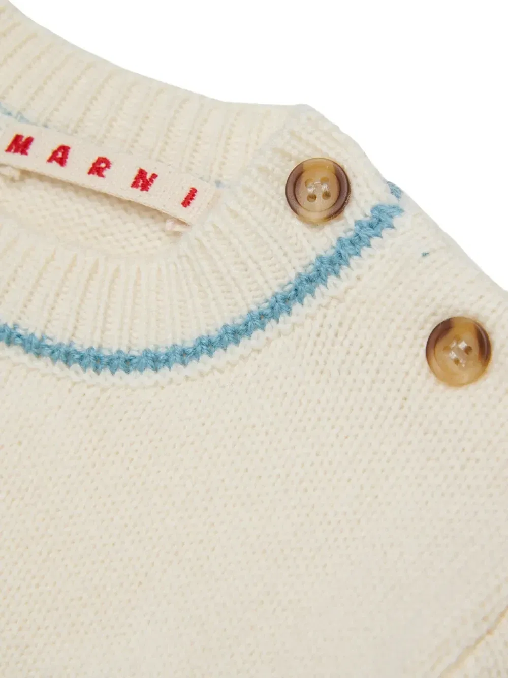 Свитер с вышитым логотипом Marni Kids, бежевый — фото 4