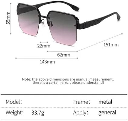 

Винтажные безободковые солнцезащитные очки 2027 года для мужчин, полуободковые солнцезащитные очки для женщин, градиентные очки, защита от УФ-излучения UV400 MTZJH, 3