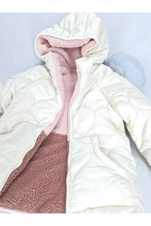 Детское пальто для девочек с капюшоном Evitle, Nude Color — фото 4