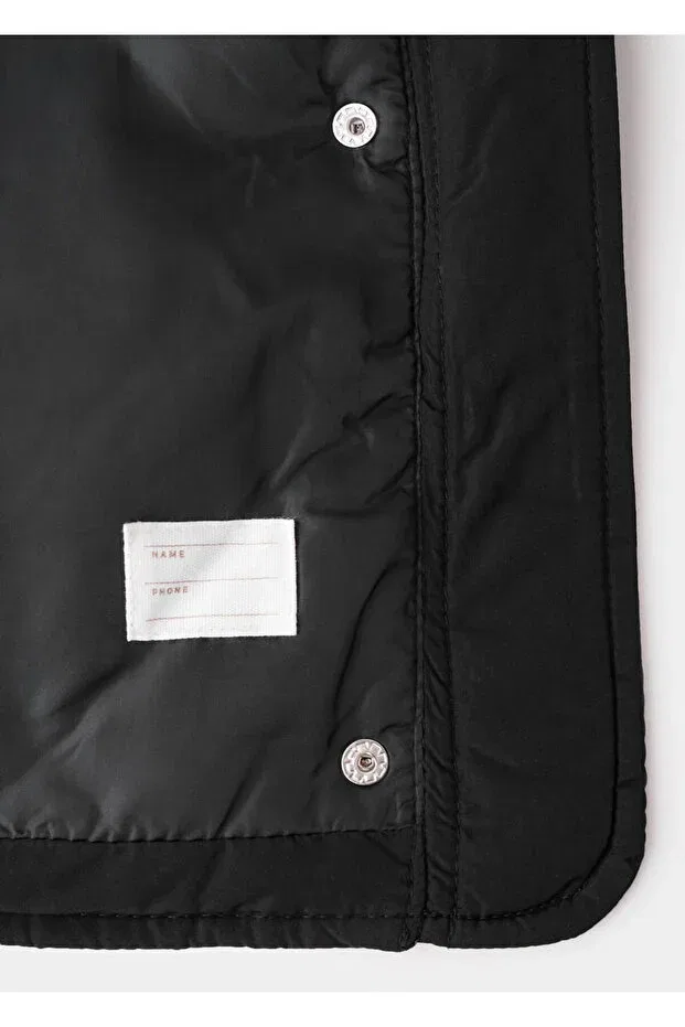Детское зимнее пальто для девочек стеганое с капюшоном Mango Kids, Black — фото 4