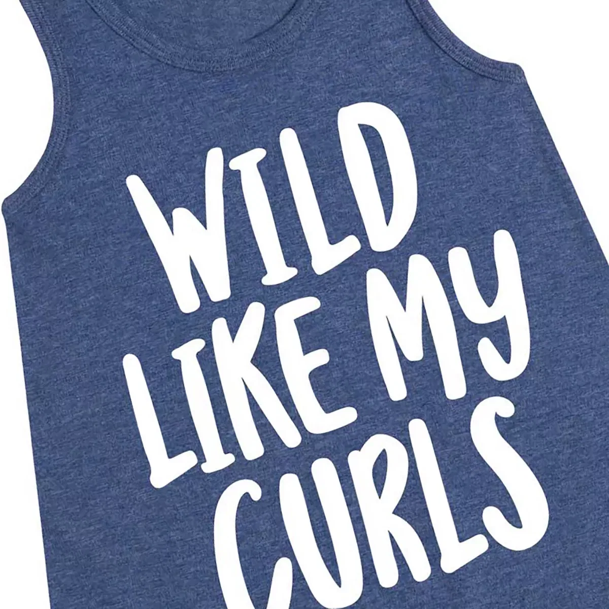 Детское платье-трапеция для девочек без рукавов Wild Like My Curls Instant Message, Heather Navy — фото 2