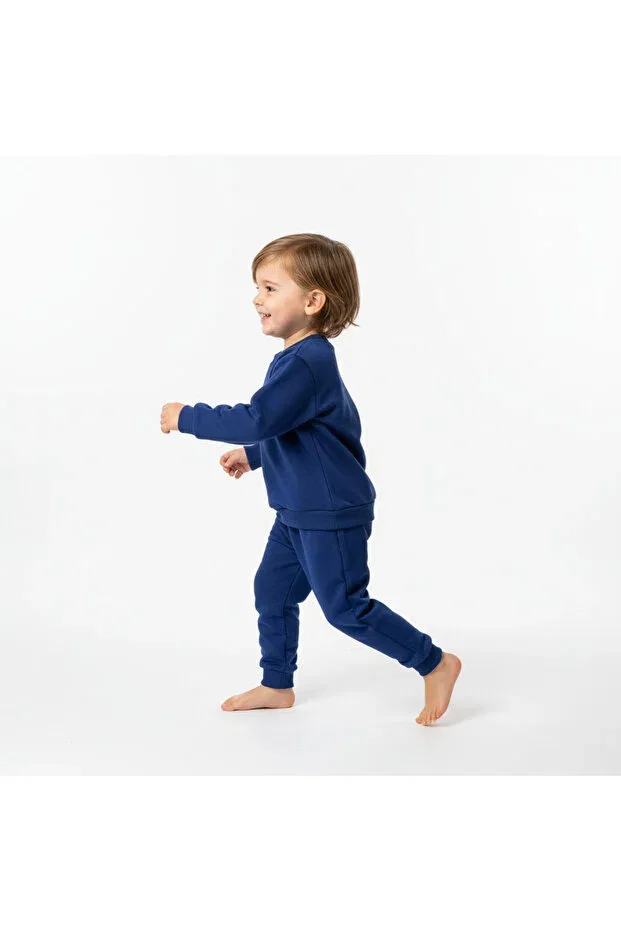Детский комплект спортивного костюма для мальчиков хлопковый Ilo, Navy Blue — фото 4