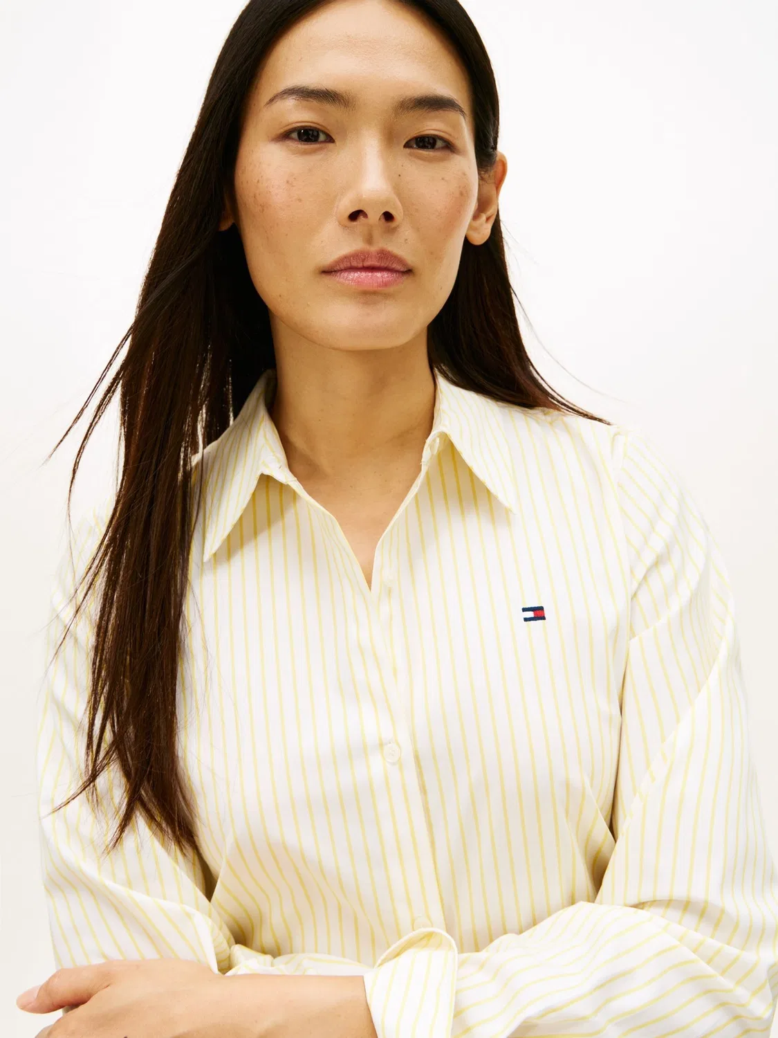 Рубашка Regular Fit с вышивкой флага Tommy Hilfiger, желтая — фото 4