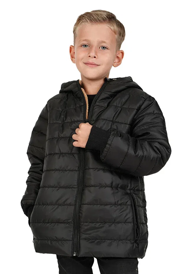 Детское зимнее пальто для девочек с капюшоном Merdia, Black — фото 3