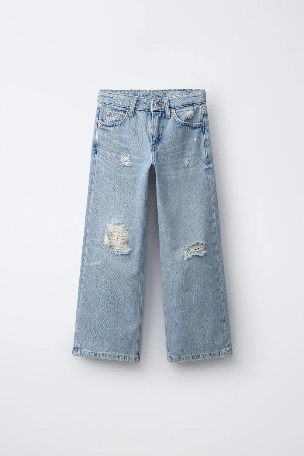 Вязаные широкие джинсы ZARA, Blue