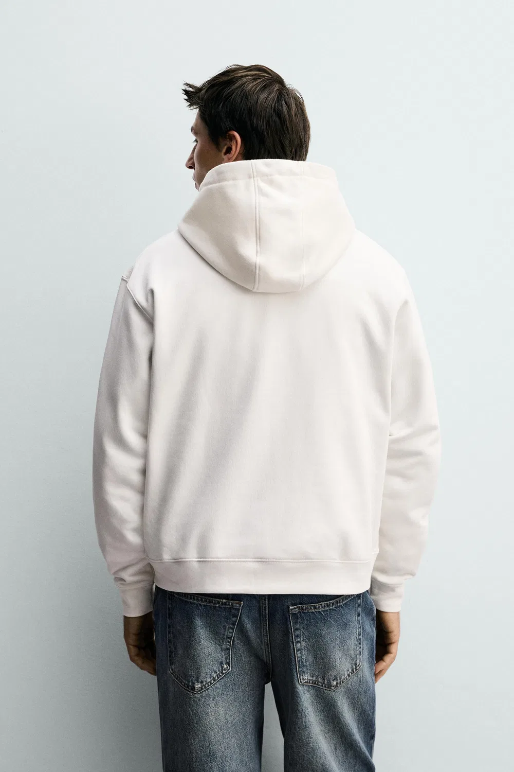 Толстовка свободного кроя на молнии ZARA, Oyster-white — фото 3
