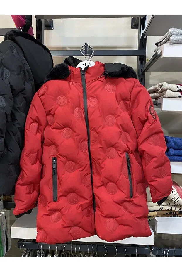 Детское зимнее пальто для девочек с капюшоном Kıds Clup Tuğba Akcan, Red