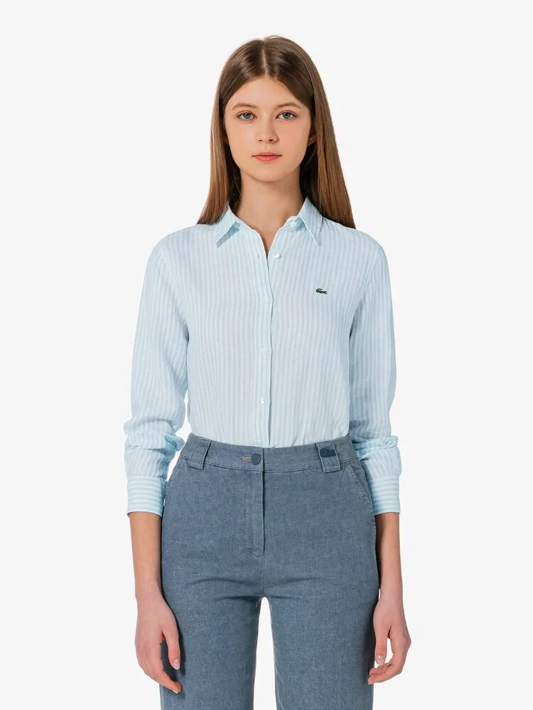 Рубашка льняная LACOSTE Regular Fit, Sky Blue — фото 4