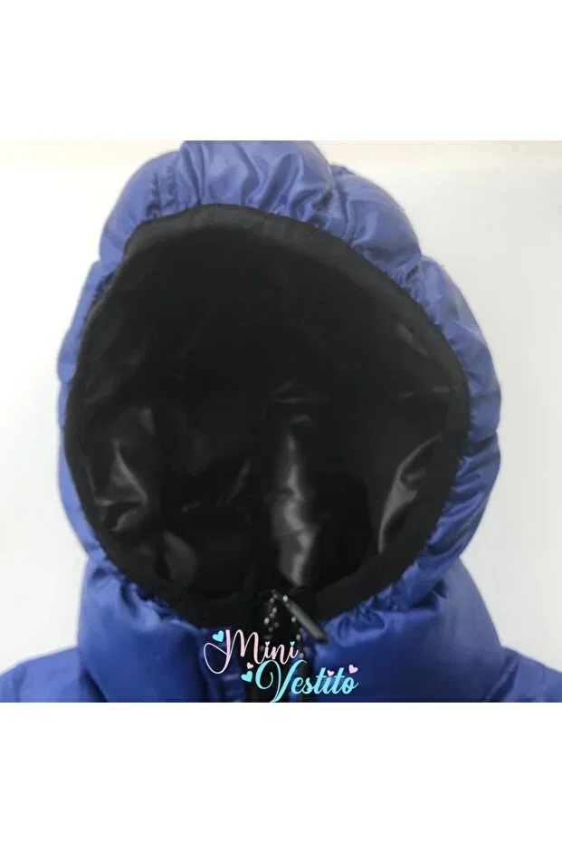 Детский пуховик для девочек с капюшоном Minivestito, Blue — фото 3
