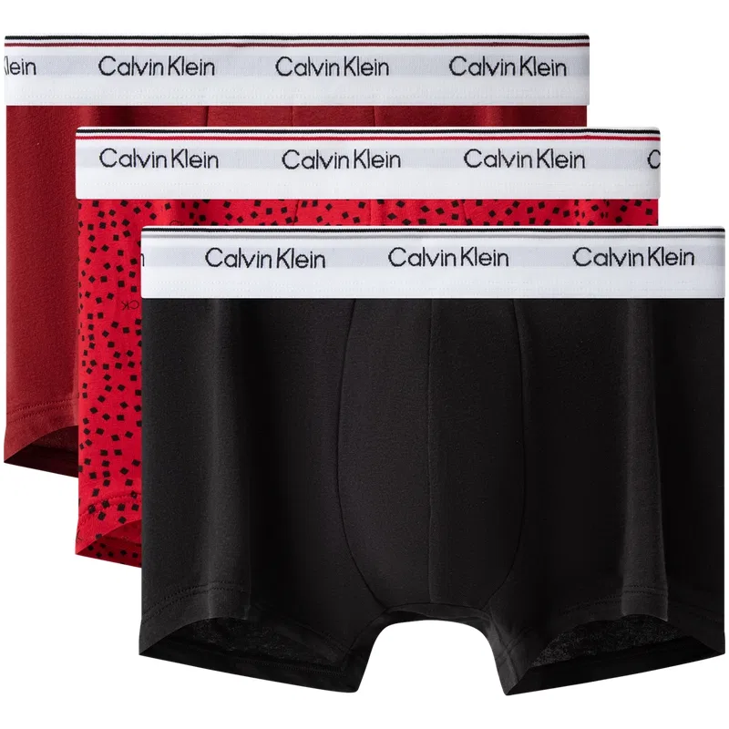 Мужские боксеры с принтом, комплект из 3 штук Calvin Klein, MLQ-Space Black/Letter Red/Rusty Red