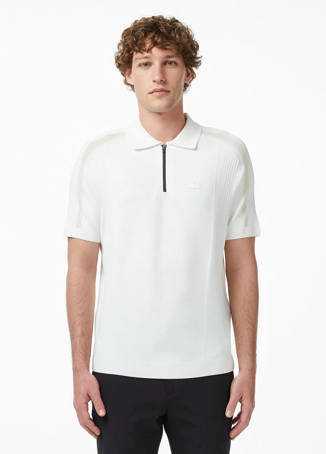 Трикотажное поло Lacoste Classic Fit, кремовый
