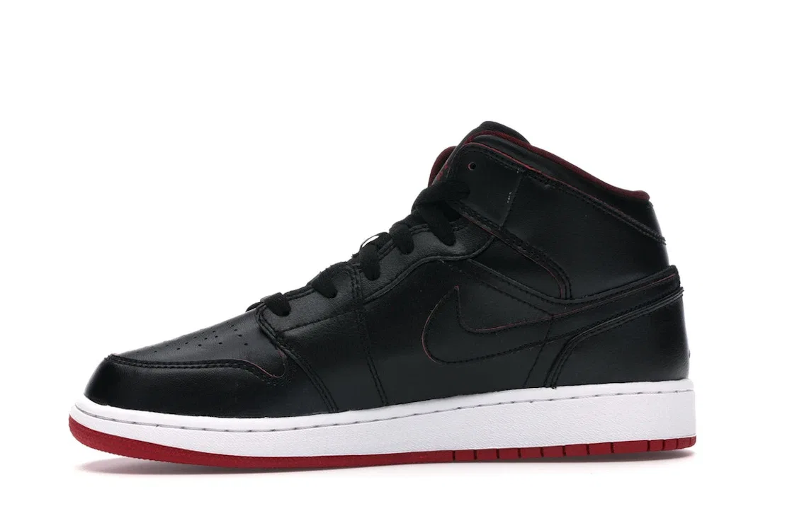 Детские кроссовки Lifestyle с высоким берцем Jordan 1 Mid Jordan, Black/White-Gym Red-Black — фото 3