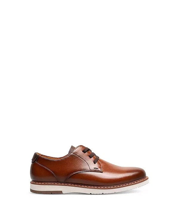 Детские классические туфли для мальчиков на эластичных шнурках Vibe Plain Toe Oxford Florsheim Kids, Cognac — фото 3