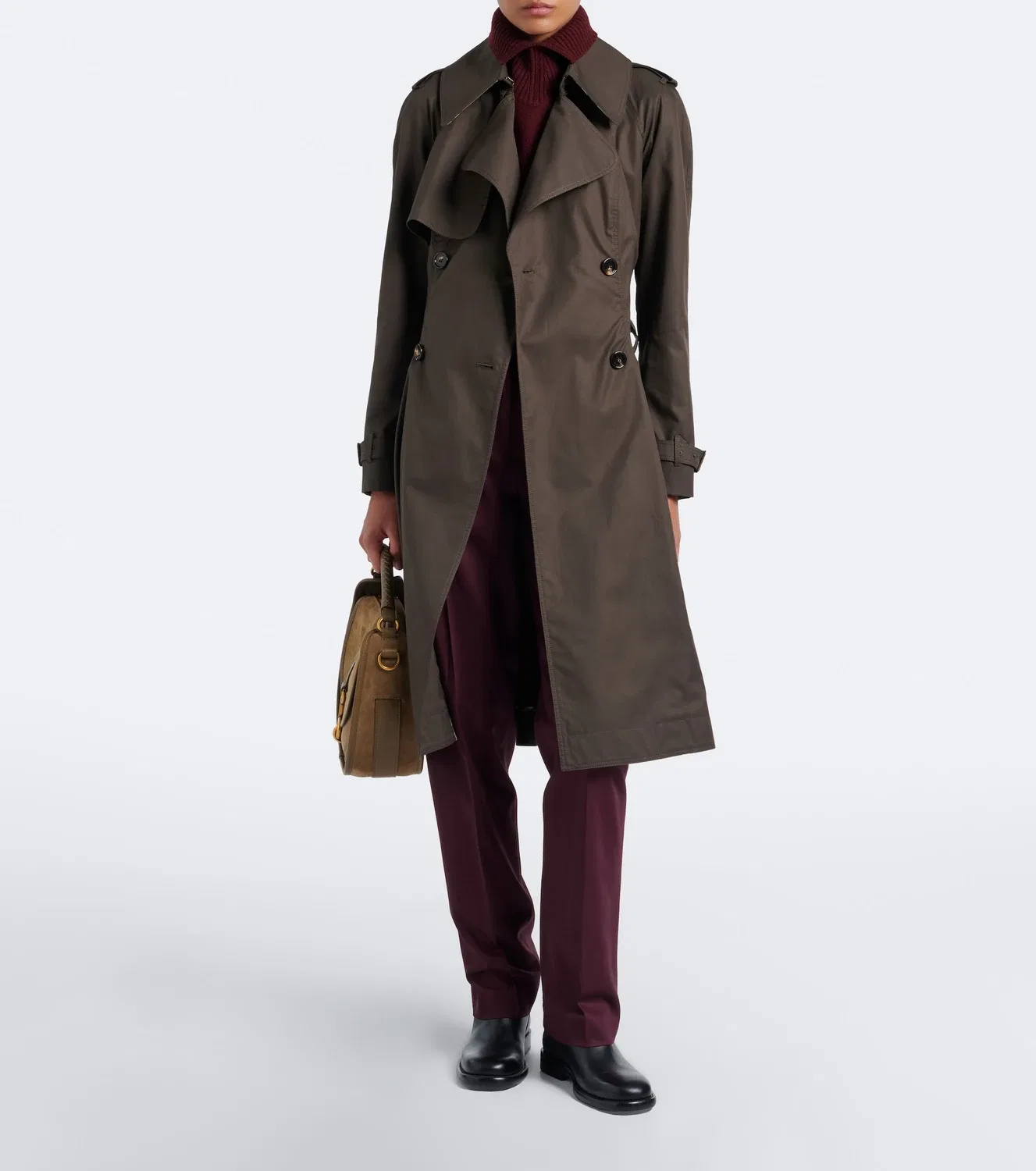 Тренчкот из хлопкового габардина Burberry, коричневый — фото 2