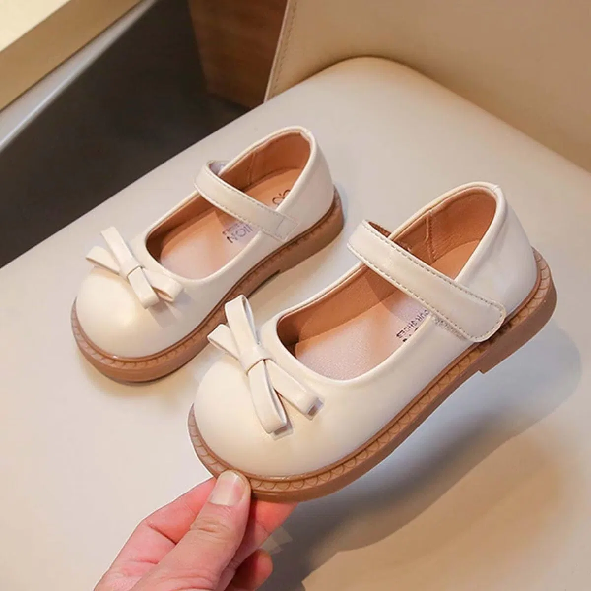 Детские туфли Мэри Джейн для девочек Princess Party School Flats IvoireCh, Beige — фото 2