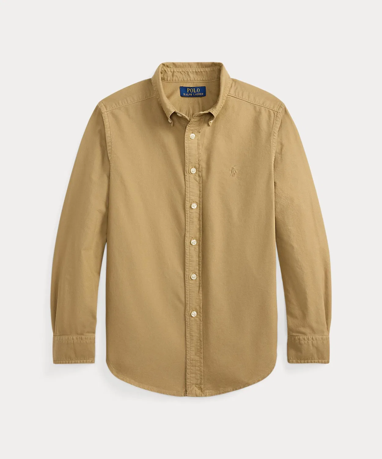 Детская рубашка с длинным рукавом оксфорд, модель Garment Dyed Oxford POLO RALPH LAUREN CHILDRENSWEAR, Коричневый