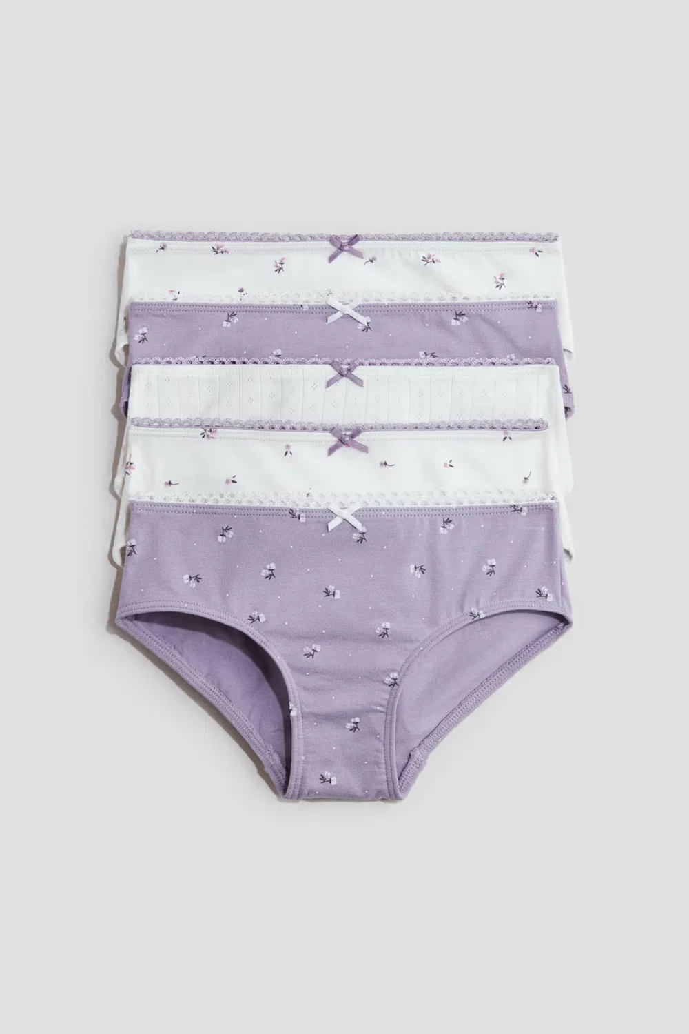 5 хлопковых трусов в упаковке H&M, Mattlila/Geblümt