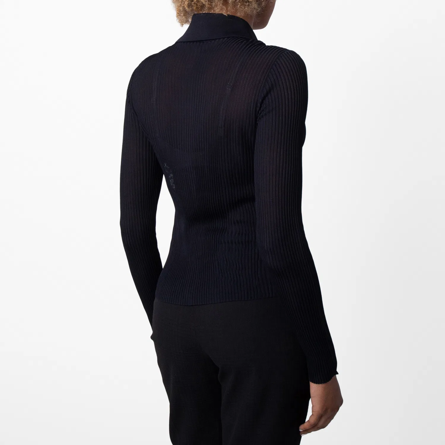 Женская рубашка из рибаны Rib Knit Shirt Burberry, Black — фото 4