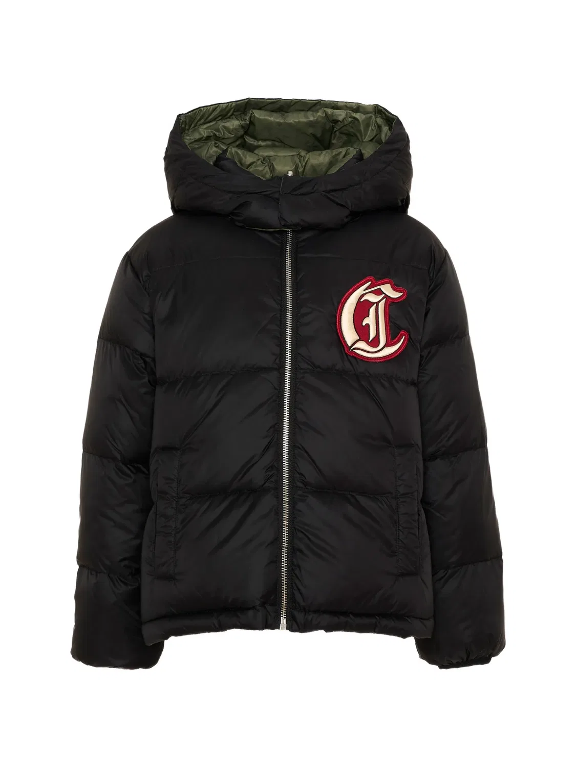 Пуховик с нашивкой-логотипом Just Cavalli Kids, черный