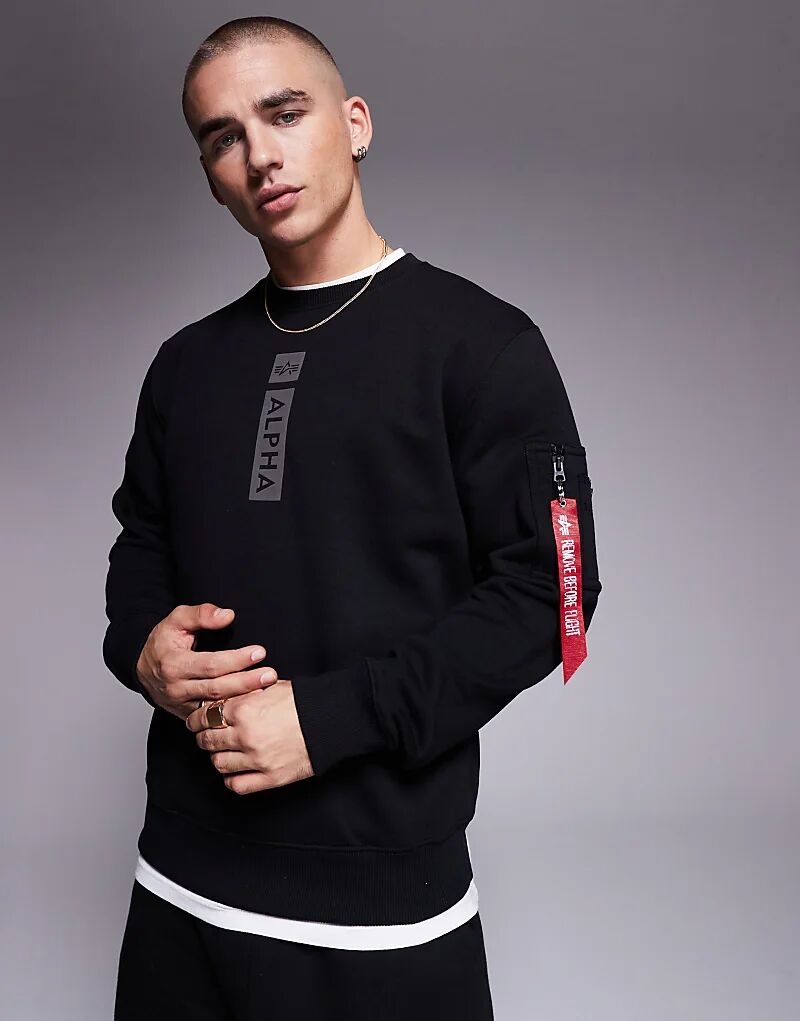 

Толстовка с логотипом Alpha на груди черного цвета Alpha Industries