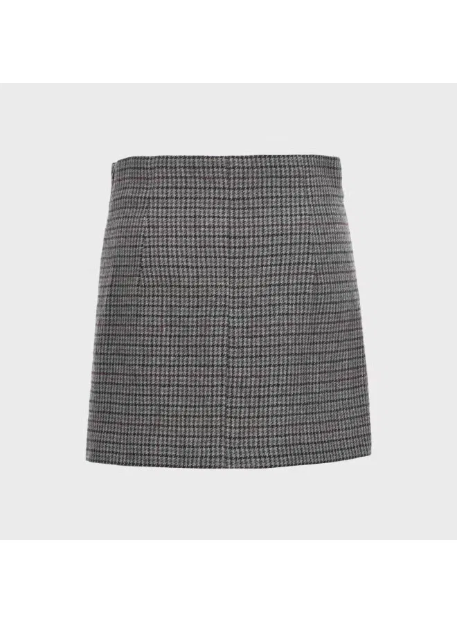 Юбка-миди с принтом в клетку, модель Plaid, Zara, серый — фото 3