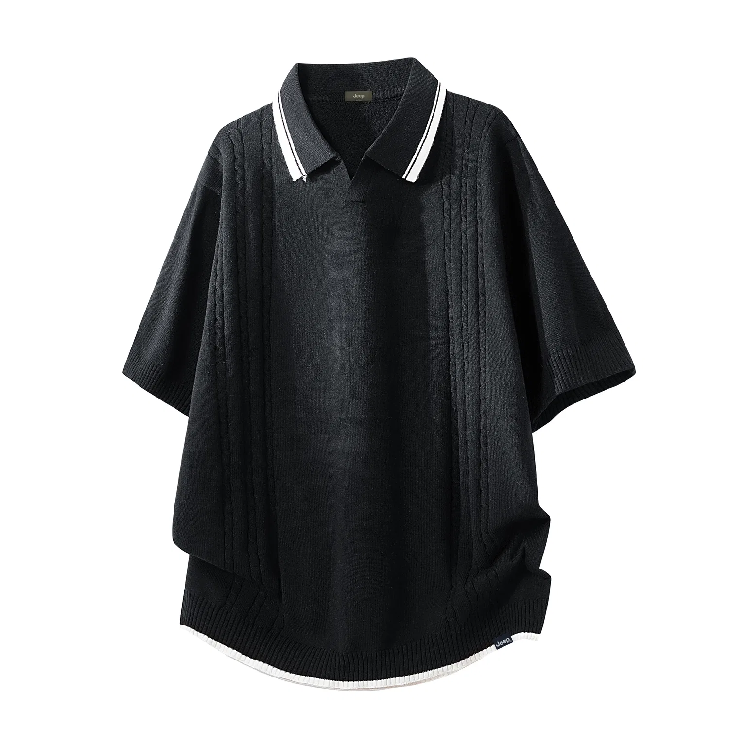 Детское трикотажное поло с воротником Unisex Jeep, Black