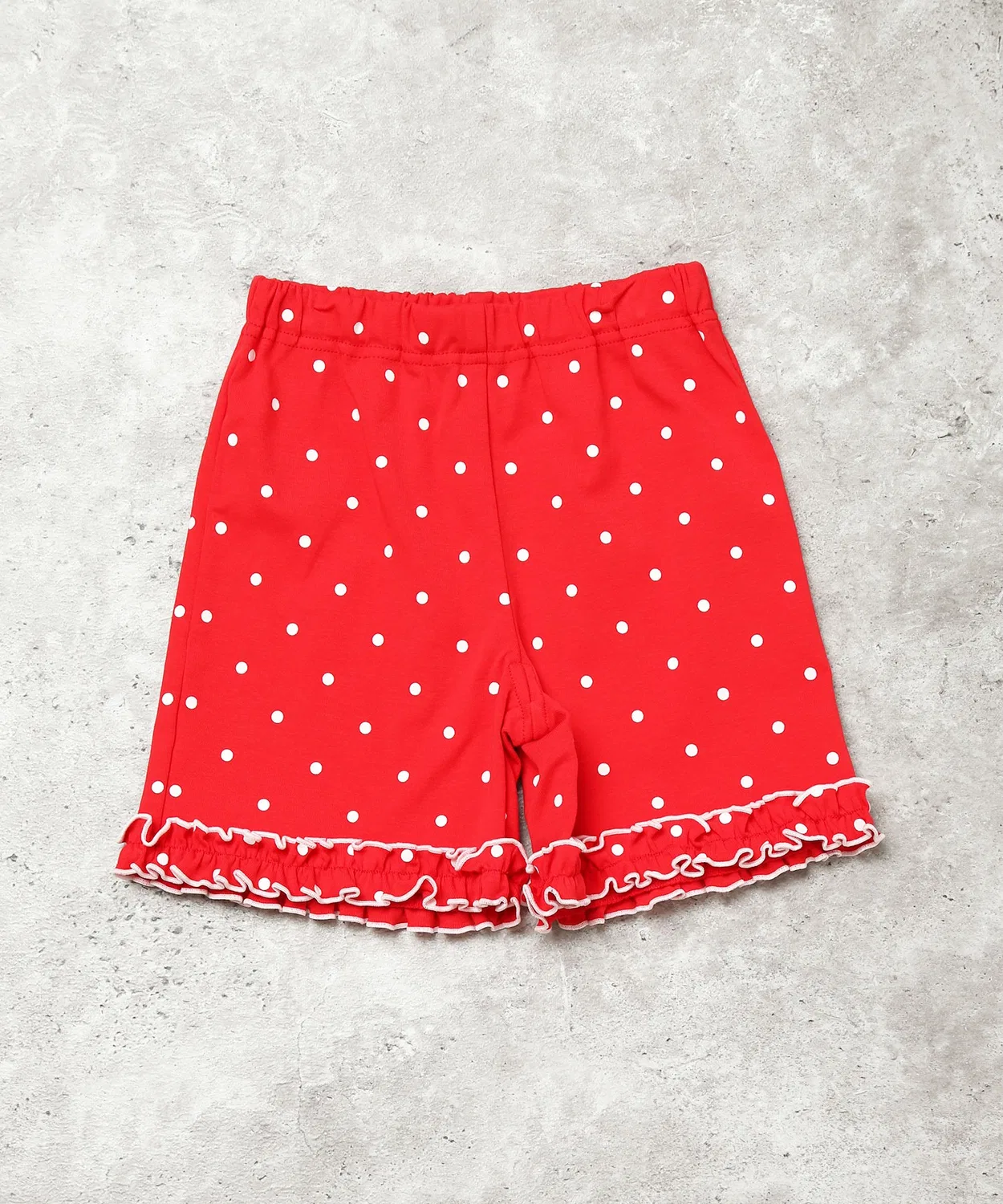 Детские шорты с рюшами по низу, модель Dot Ribbon, la poche biscuit, Red