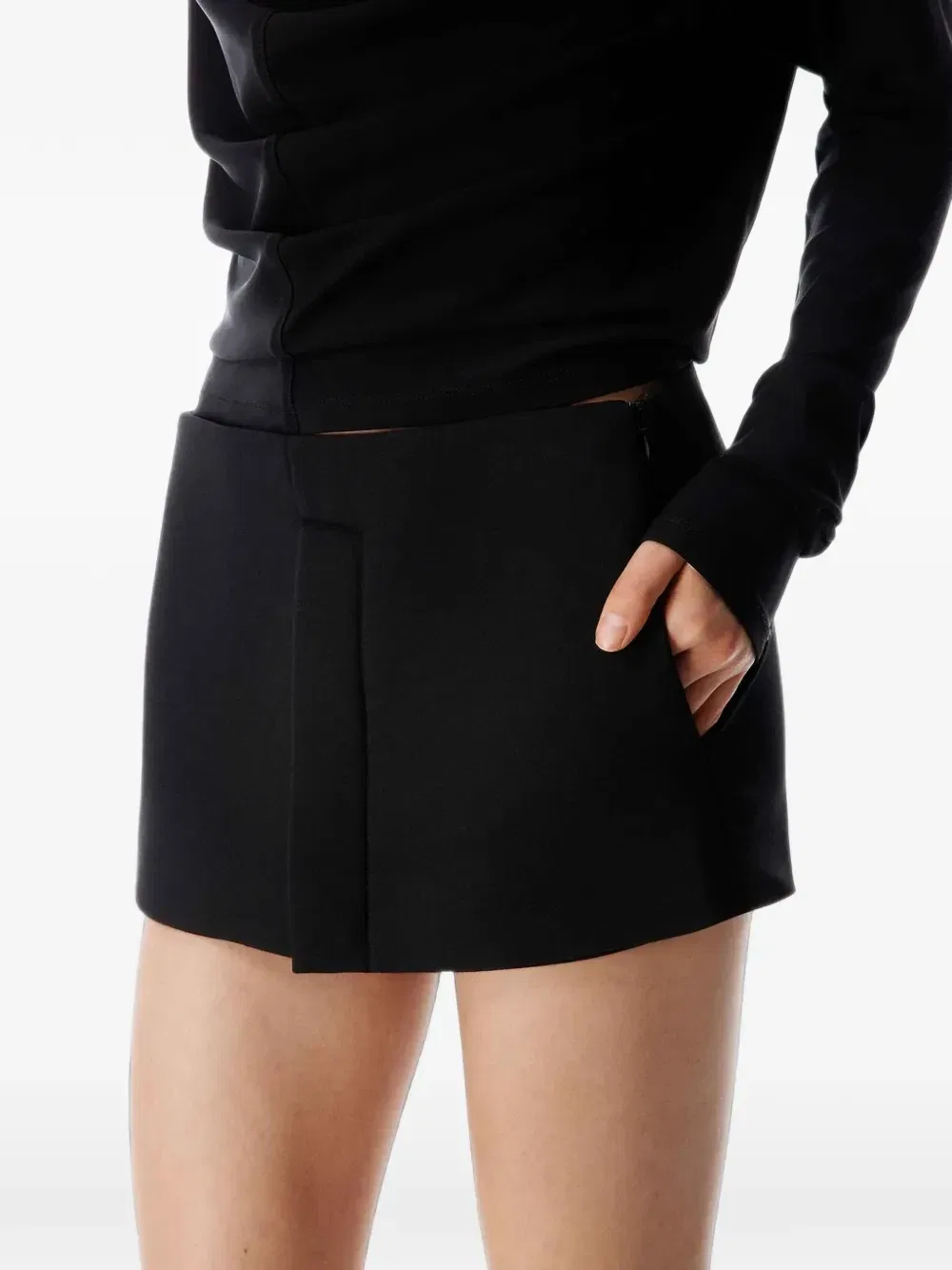 Креповая мини-юбка из джерси Alexander Wang, черный — фото 4