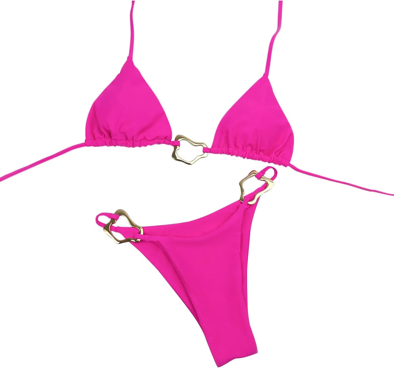 Женский бикини-комплект с металлическими кольцами, Hot Pink