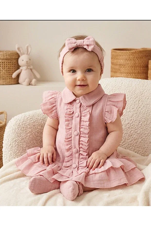 Детское платье для девочек хлопковое комплект из 2 предметов Oppomio, Pink