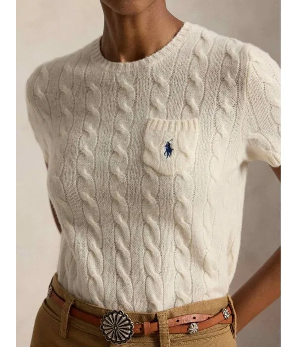 Женский пуловер из шерсти с кашемиром Polo Ralph Lauren, Crema — фото 4