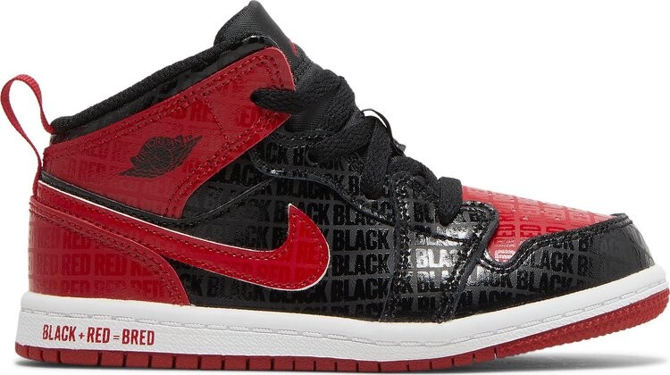 

Кроссовки Air Jordan 1 Mid SS TD 'Black + Red = Bred', черный