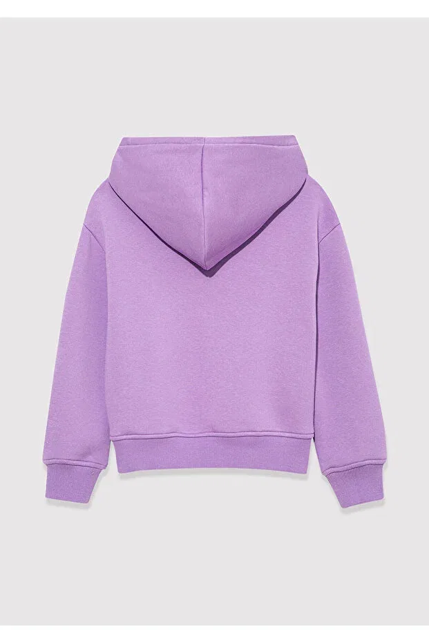 Детское худи для девочек с принтом Logo Printed Hooded Purple Mavi, Mor-70586 — фото 4