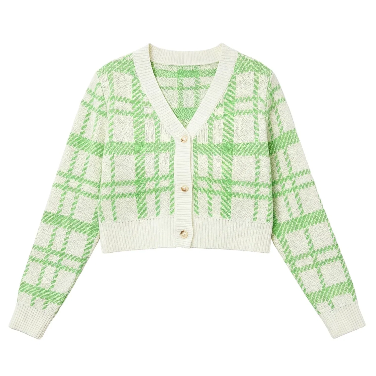 Женское пальто двуцветное с фронтальной застежкой Cardigan Corto in Maglia, Verde — фото 4