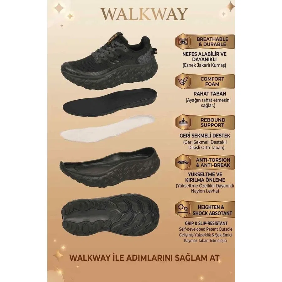 Кроссовки повседневные с высокой подошвой Memory Foam B25XI101 G Walkway, Черно-белый — фото 3