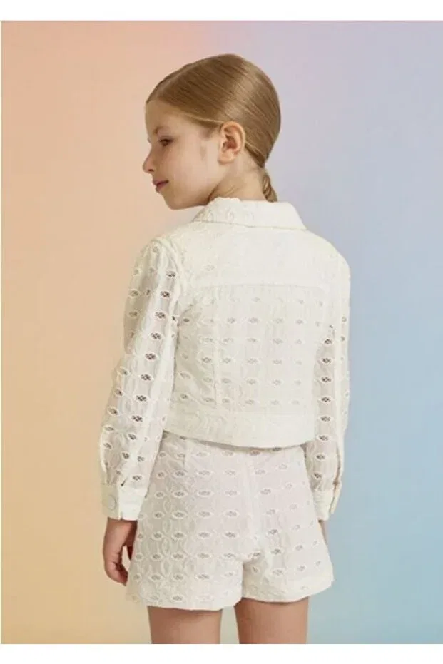 Детские шорты для девочек с вышивкой pico embroidery shorts 5231 Abel & Lula, White — фото 2