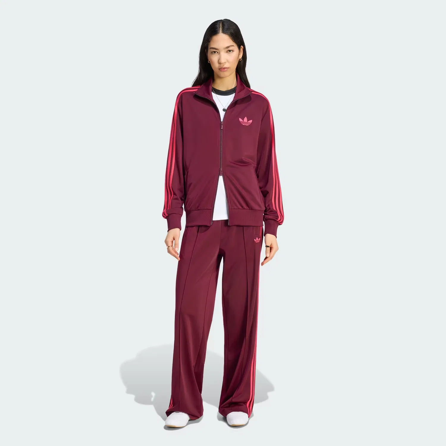 Женская спортивная куртка свободного кроя Firebird Track Top Loose Adidas Originals, бордовый/ярко-розовый — фото 4