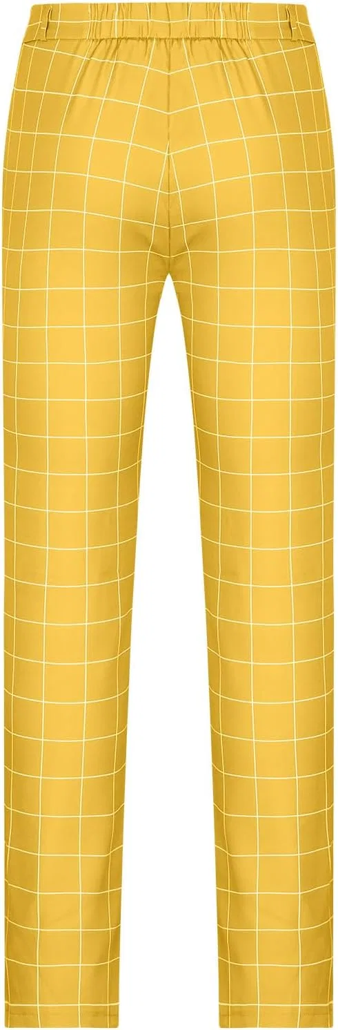 Мужские классические брюки с эластичным поясом, Straight Slacks, жёлтый — фото 2