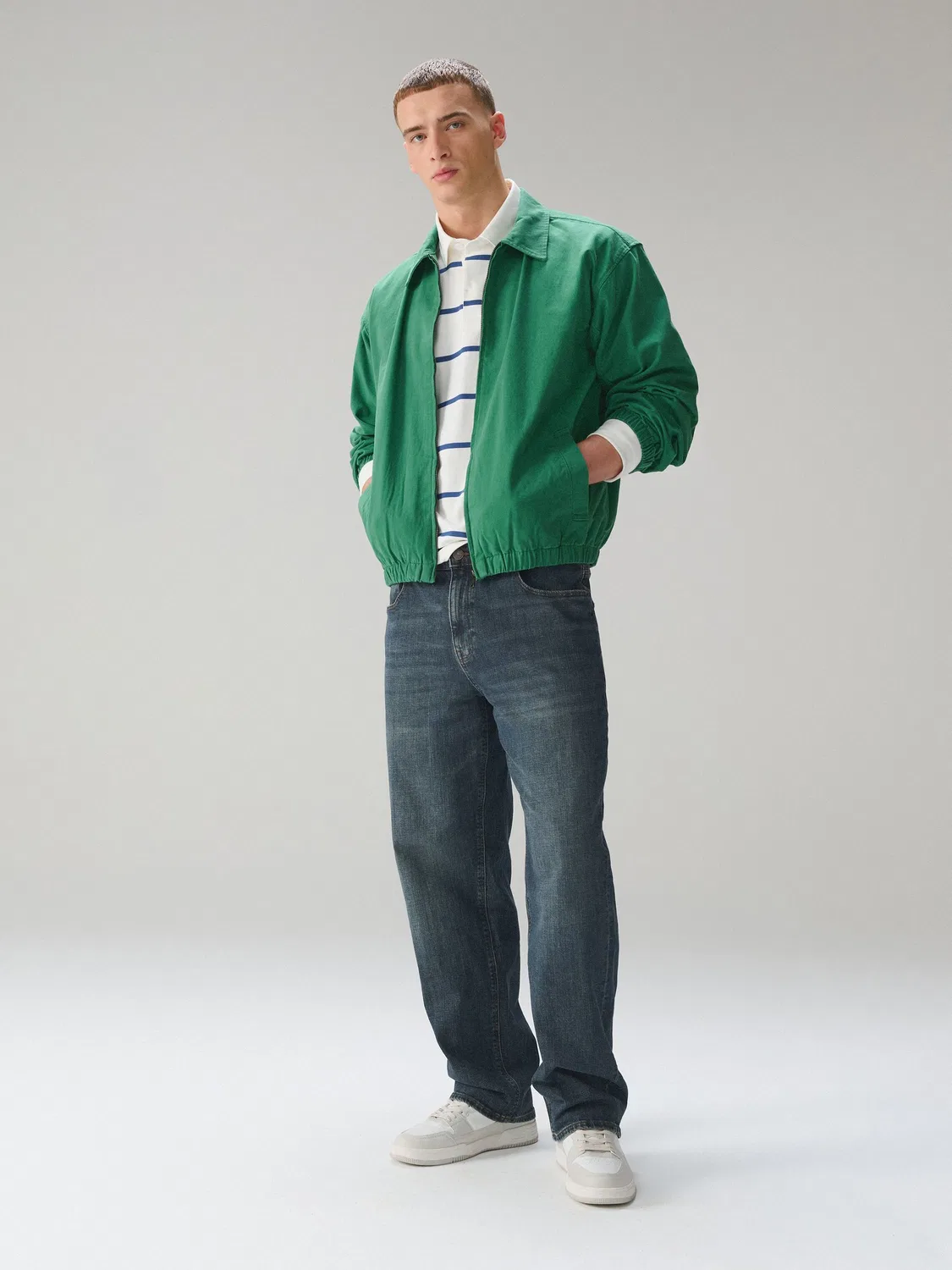 Джинсы Relaxed Fit с вытяжкой Next, Blue/Green Tint Crosshatch — фото 2