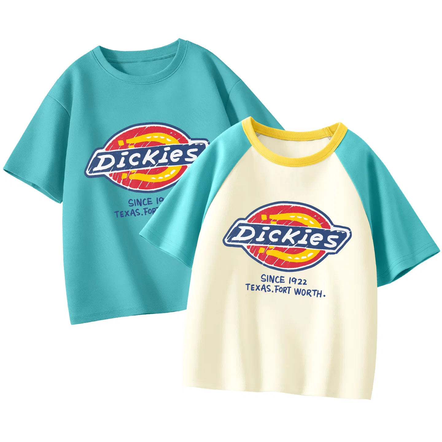 Детский комплект футболок с длинным рукавом Dickies, Swarovski Peacock Blue+Swarovski Cream Blue
