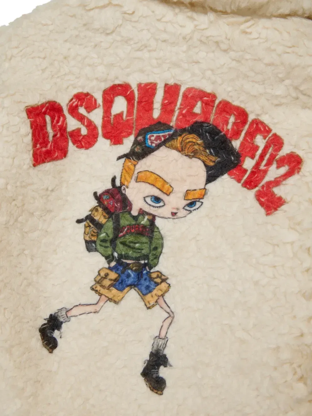 Куртка из искусственного меха с графичным принтом Dsquared2 Kids, бежевый — фото 4